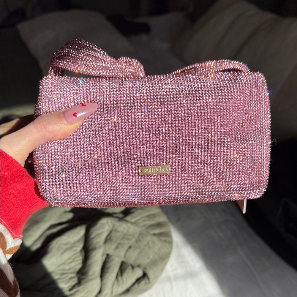 Cult Gaia Pink Rhinestone Clutch